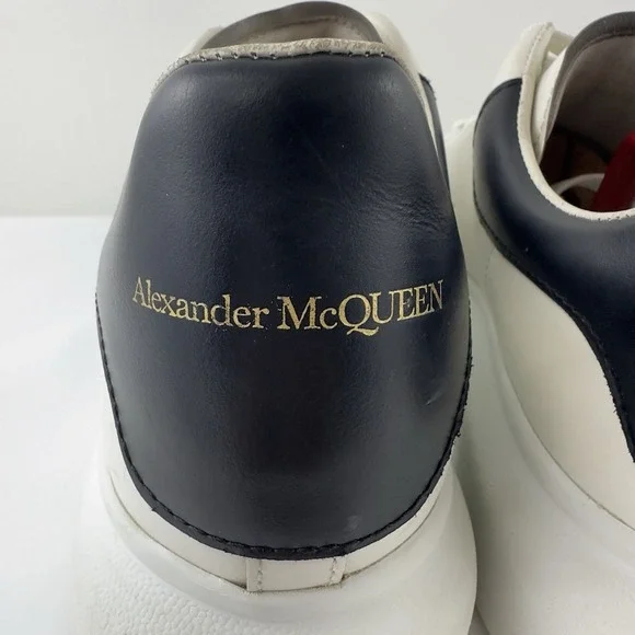 Alexander‎ McQueen Oversized Sneakers Men's White Leather Black Heel Size 43